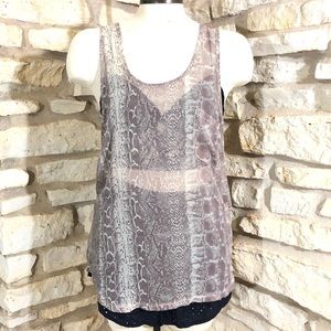 Sheer Snakeskin Print Breezy Tank Top